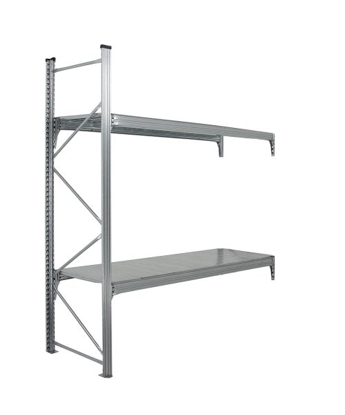 Elément suivant 2 niveaux de tablettes galvanisées encastrées entre des longerons galvanisés