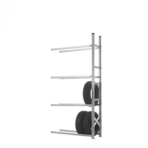 Elément suivant Rayonnage pour pneus 'XL' : capacité minimale 4*3= 
12 pneus. Largeur max. 275mm, hauteur max. 720 mm.