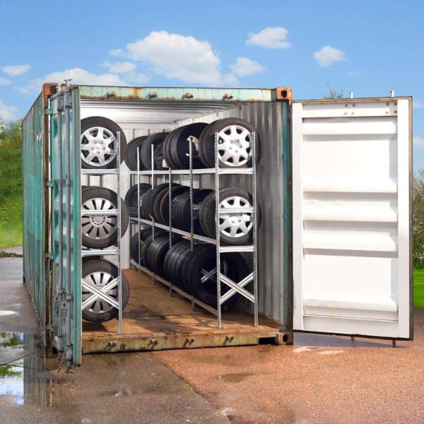 Rayonnages pour pneus pour conteneurs 20FT,  2x(2x1050+3x1200 mm).