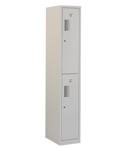 Locker type T, 2 portes, corps gris, portes grises