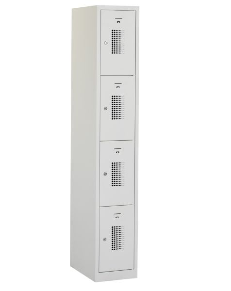 Casier type T, 4 portes, corps gris, portes grises
