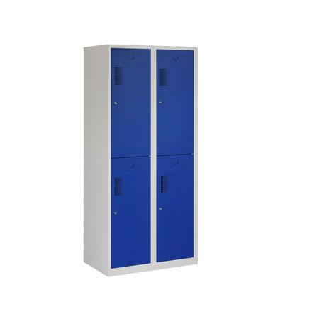 Vestiaire industrie propre/sale, 2x2 portes, corps gris, portes bleues