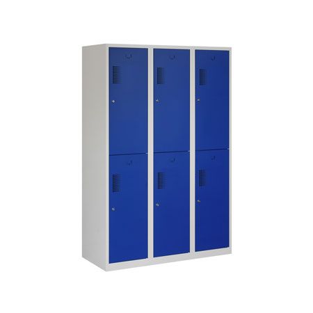 Vestiaire industrie propre/sale, 3x2 portes, corps gris, portes bleues