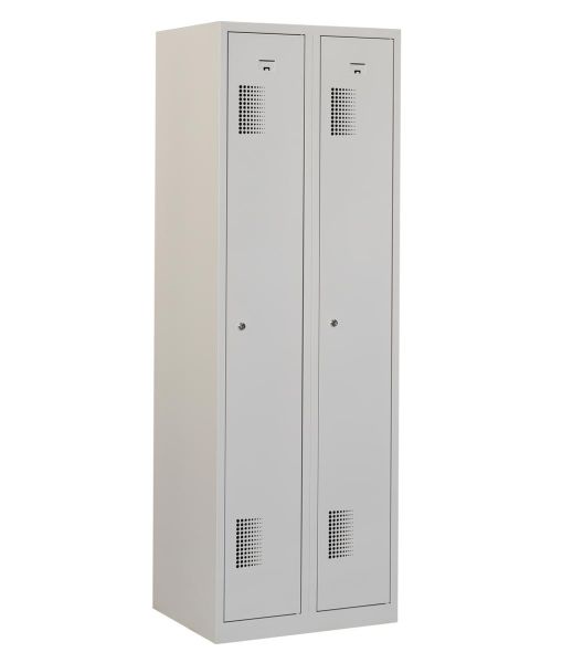 Casier type T, 2x1 porte, corps gris, portes grises