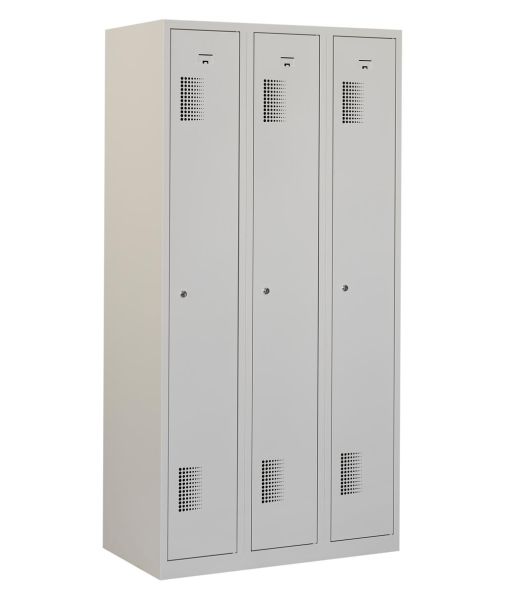 Casier type T, 3x1 porte, corps gris, portes grises