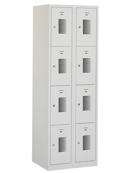 Casier type T, 2x4 portes, corps gris, portes grises