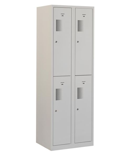 Locker type T, 2x2 portes, corps gris, portes grises