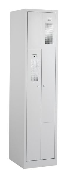 Casiers en Z, 1x2 portes, corps gris, portes grises
