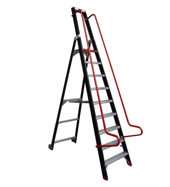 Escabeau d'entrepôt - 9 marches - hauteur de travail 4100 mm
