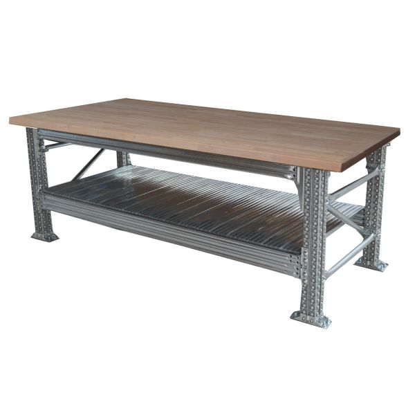 Etabli type456 H921xP800xL2100  avec plan de travail en ecolwood (30 mm) inclus plus 1 niv. de tablettes inclus.
