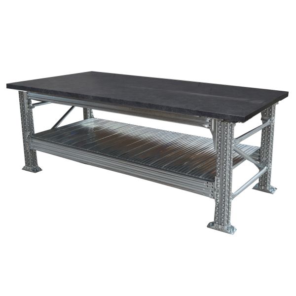 Etabli type456  H931XP600XL1200  avec plan de travail gris anthracite (40 mm) inclus plus 1 niveau de tablettes incl.
