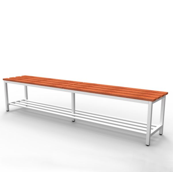 Banc avec lattes en hêtre massif. 450x350x2000 mm (HxPxL).