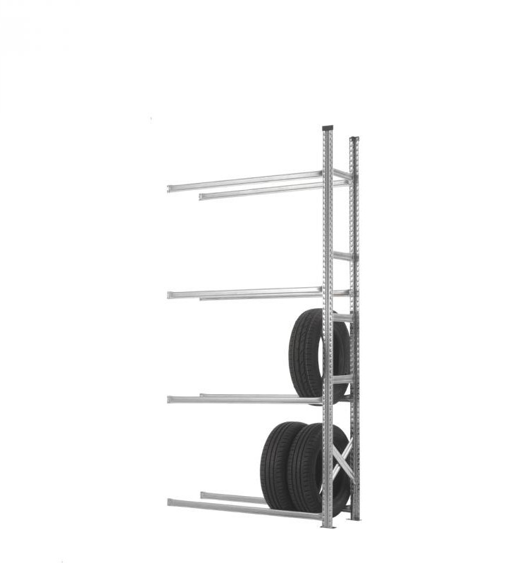 Rayonnage pour pneus 'XL' : capacité minimale 4*3= 
12 pneus. Largeur max. 275mm, hauteur max. 720 mm.