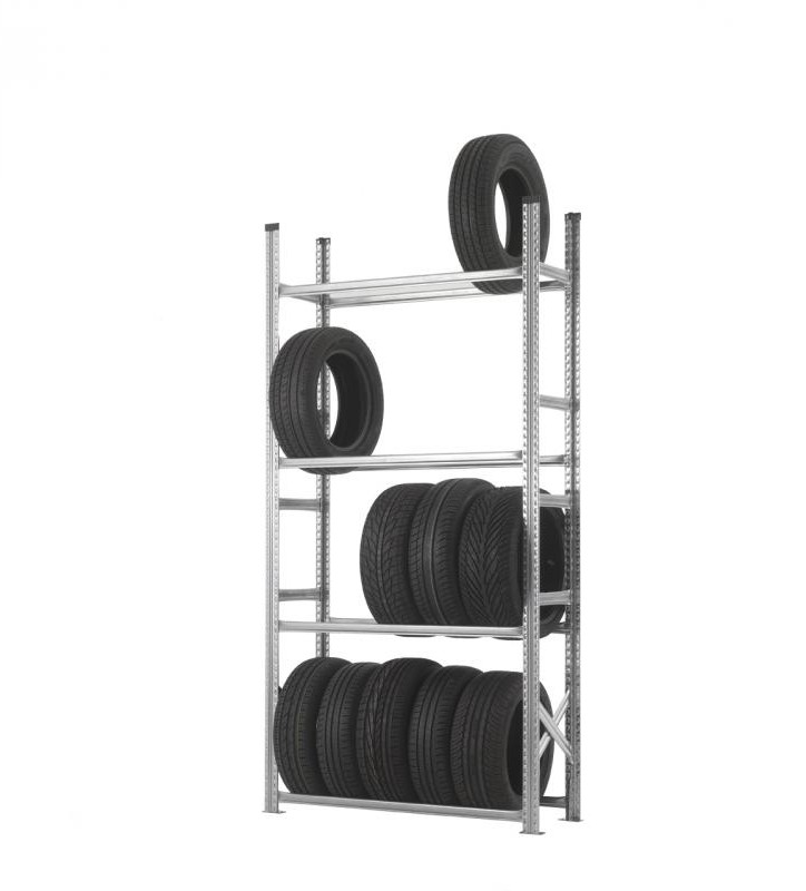 Rayonnage pour pneus 'XL' : capacité minimale 4*4= 
16 pneus. Largeur max. 275mm, hauteur max. 720 mm.