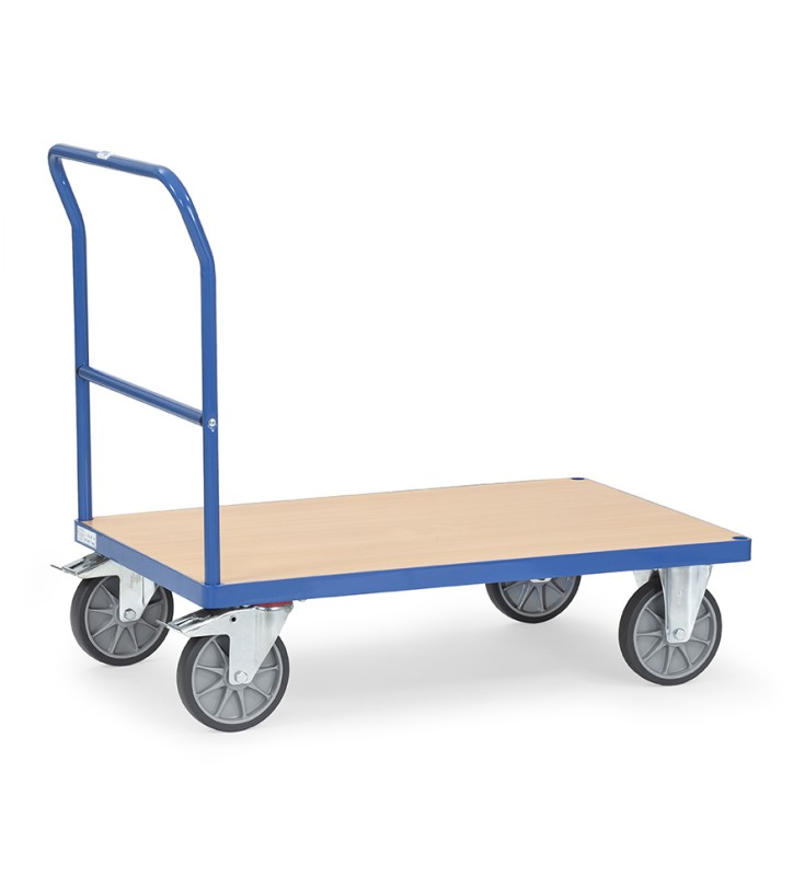 Chariot à plateaux avec dossier de poussée amovible - plateau 850x500 mm