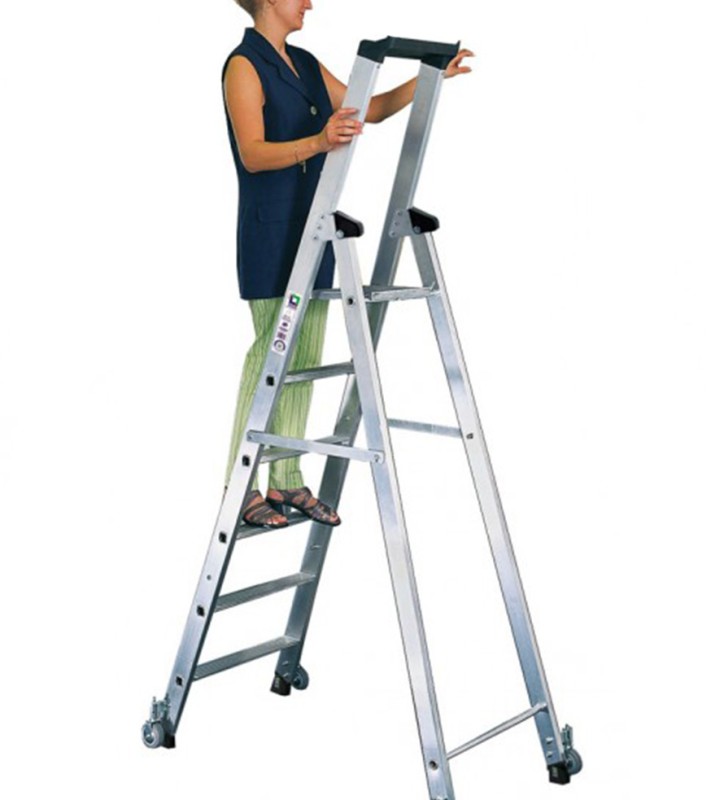 Escabeaux simple accès à roulettes - 5 marches - hauteur de travail 3250 mm
