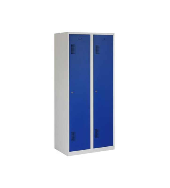 Vestiaire industrie propre/sale, 2x1 porte, corps gris, portes bleues