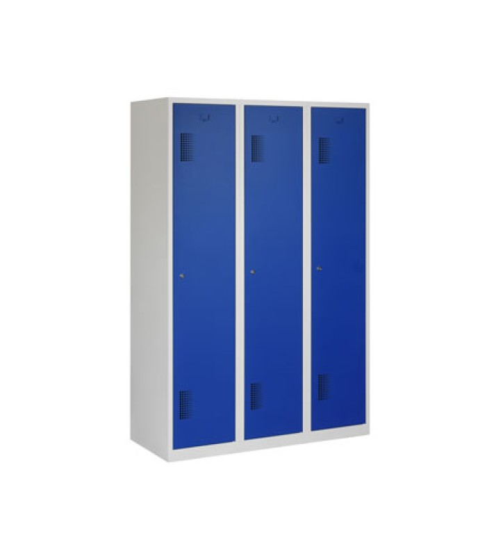 Vestiaire industrie propre/sale, 3x1 porte, corps gris, portes bleues