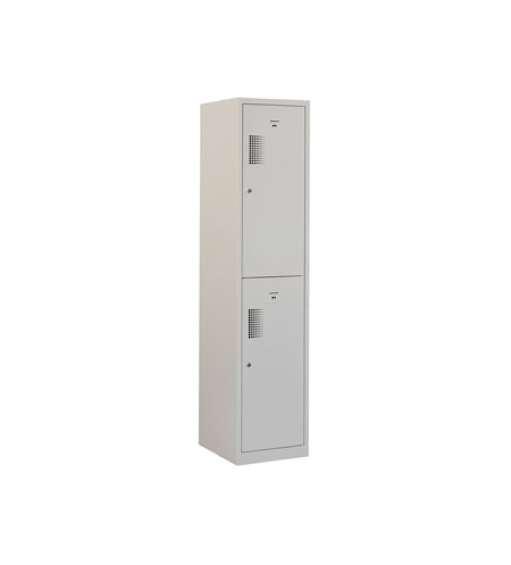 Vestiaire industrie propre/sale, 1x2 portes, corps gris, porte grises