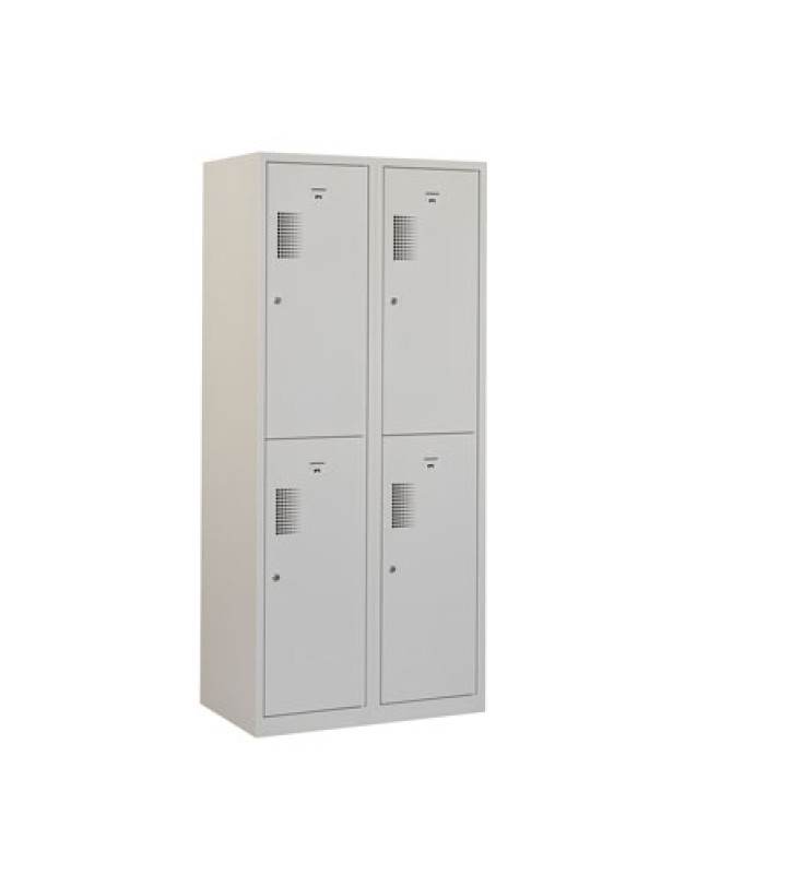 Vestiaire industrie propre/sale, 2x2 portes, corps gris, porte grises