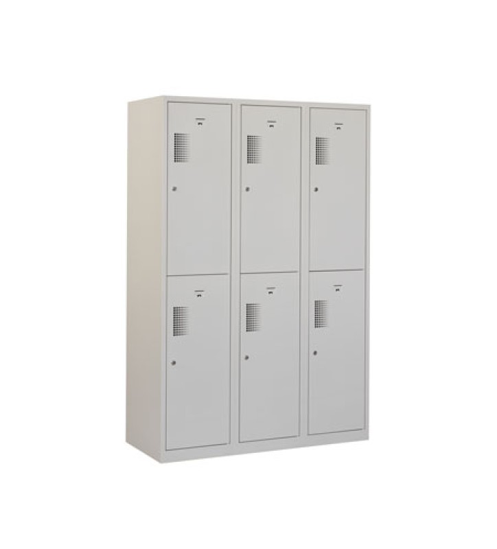 Vestiaire industrie propre/sale, 3x2 portes, corps gris, porte grises