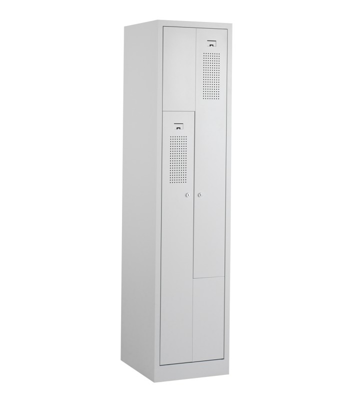 Casiers en Z, 1x2 portes, corps gris, portes grises