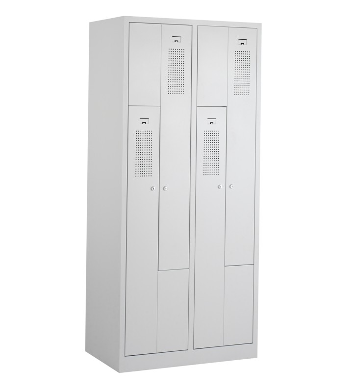 Casiers en Z, 2x2 portes, corps gris, portes grises