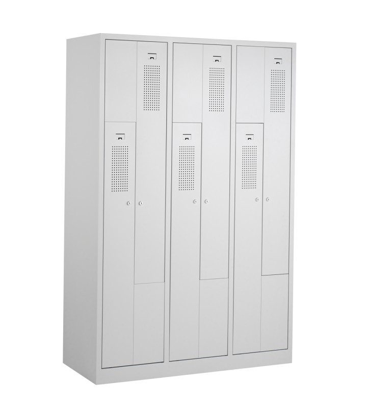 Casiers en Z, 3x2 portes, corps gris, portes grises