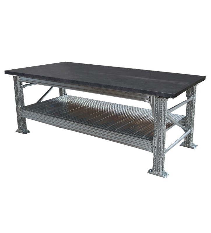 Etabli type456  H931XP600XL1200  avec plan de travail gris anthracite (40 mm) inclus plus 1 niveau de tablettes incl.
