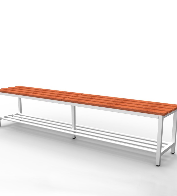 Banc avec lattes en hêtre massif. 450x350x2000 mm (HxPxL).