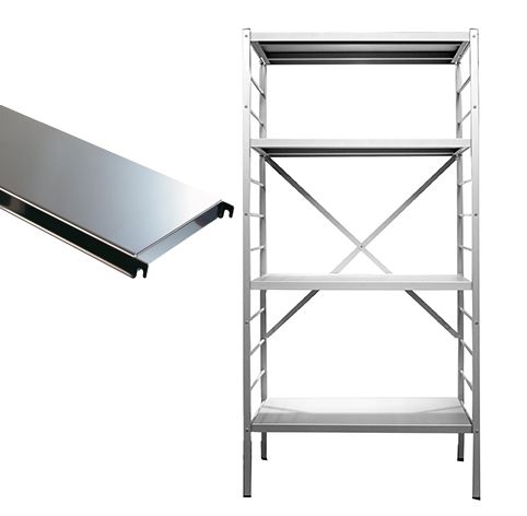 Aanbouwrek 4 legborden inox