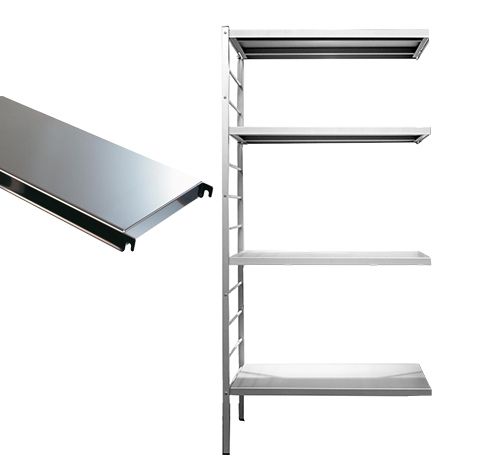 Aanbouwrek 4 legborden inox