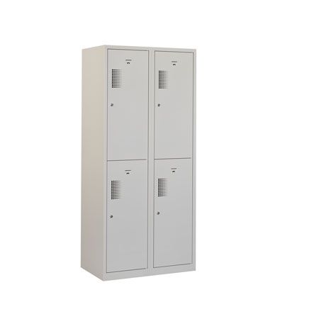 Locker met schoon/vuil-verdeling, 2x2 deurs, grijze omkasting, grijze deuren