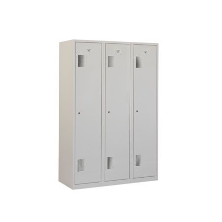 Locker met schoon/vuil-verdeling, 3x1 deurs, grijze omkasting, grijze deuren