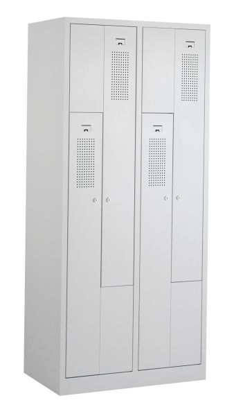 Z-lockers, 2x2 deurs, grijze omkasting, grijze deuren