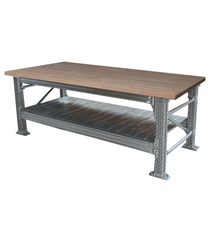 Werkbank type456 H921xD900xL3000 incl. ecolwood bovenblad (30 mm) plus 1 legbord.